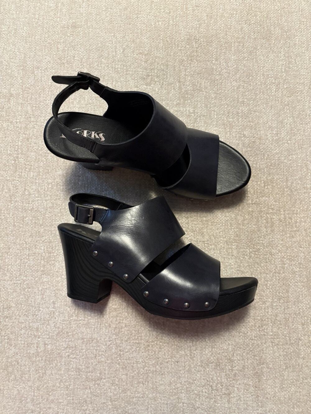 Korks by Kork-Ease Black Leather Platform Wedge Sandals Women’s Size 9.5 Boho